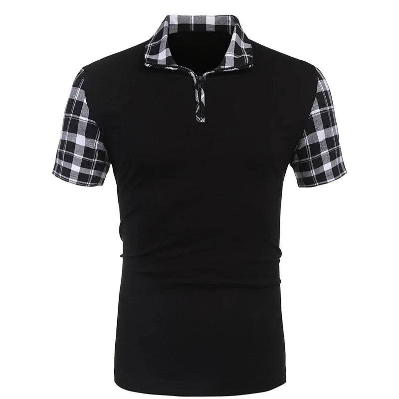 Summer 2024 Oversized Checkered Short Sleeve Polo - Casual Men's T-Shirt - Buy Center US