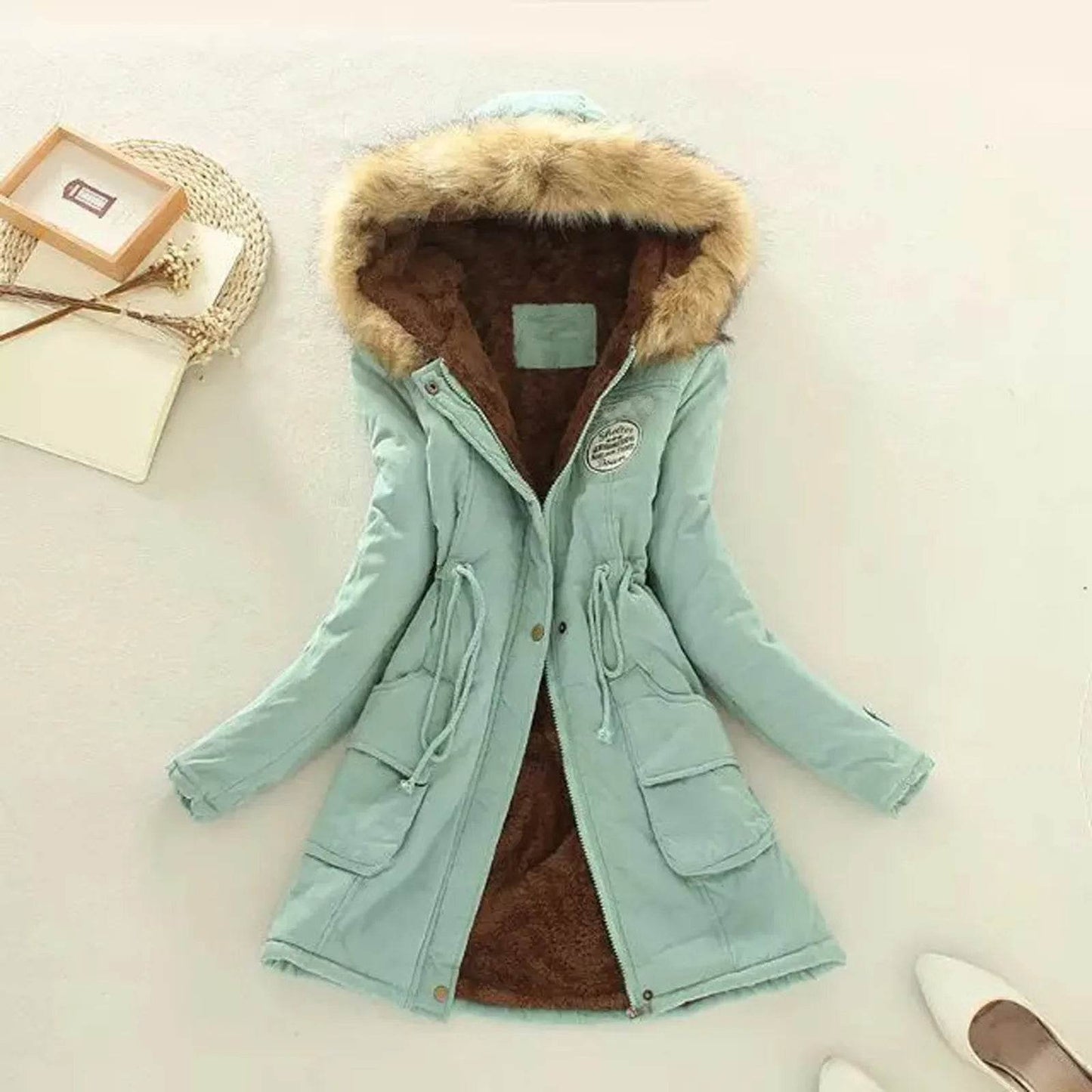 Women's Plus Size Warm Hooded Parka - Fleece Lined Mid-Length Jacket - Buy Center US