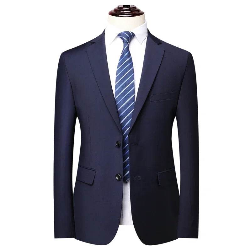 Men's Fashion Blazer - Solid Color British Style for Work & Weddings - Buy Center US