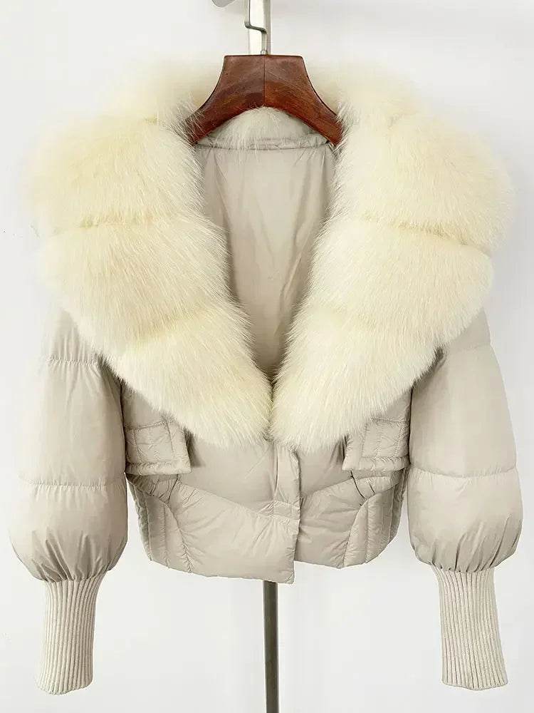 Elegant Casual Women’s Raccoon Fur Collar Coat - Winter Jacket 2024 - Buy Center US