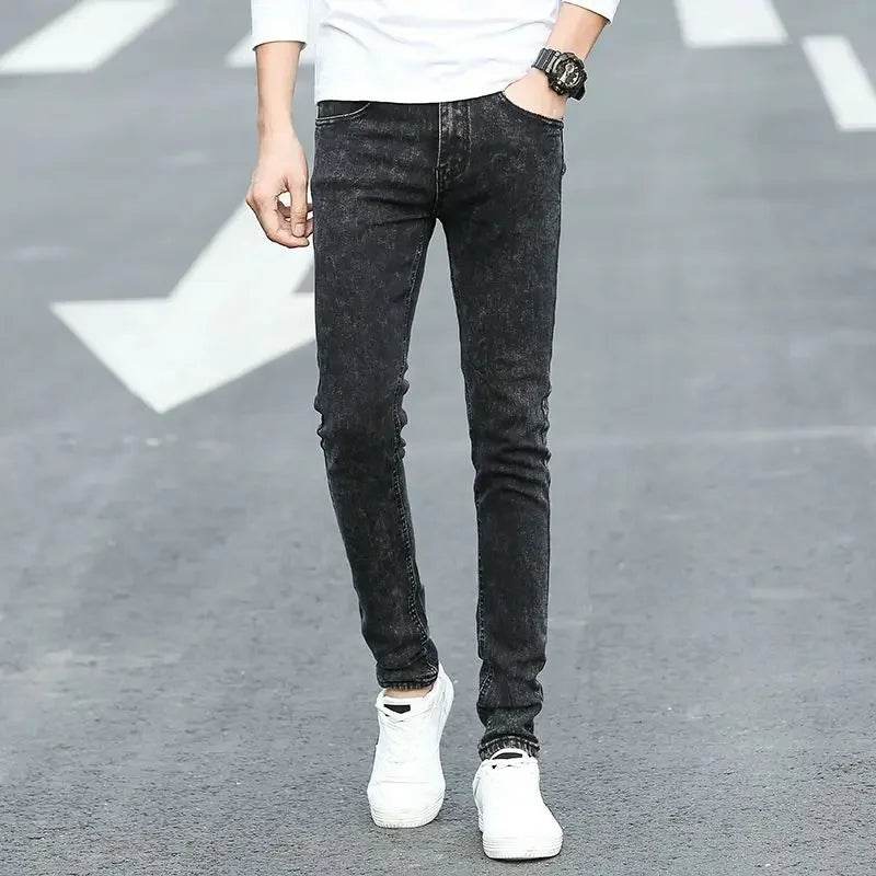 Sky Blue Slim Fit Denim Pants for Men - Classic Smart Casual Style - Buy Center US