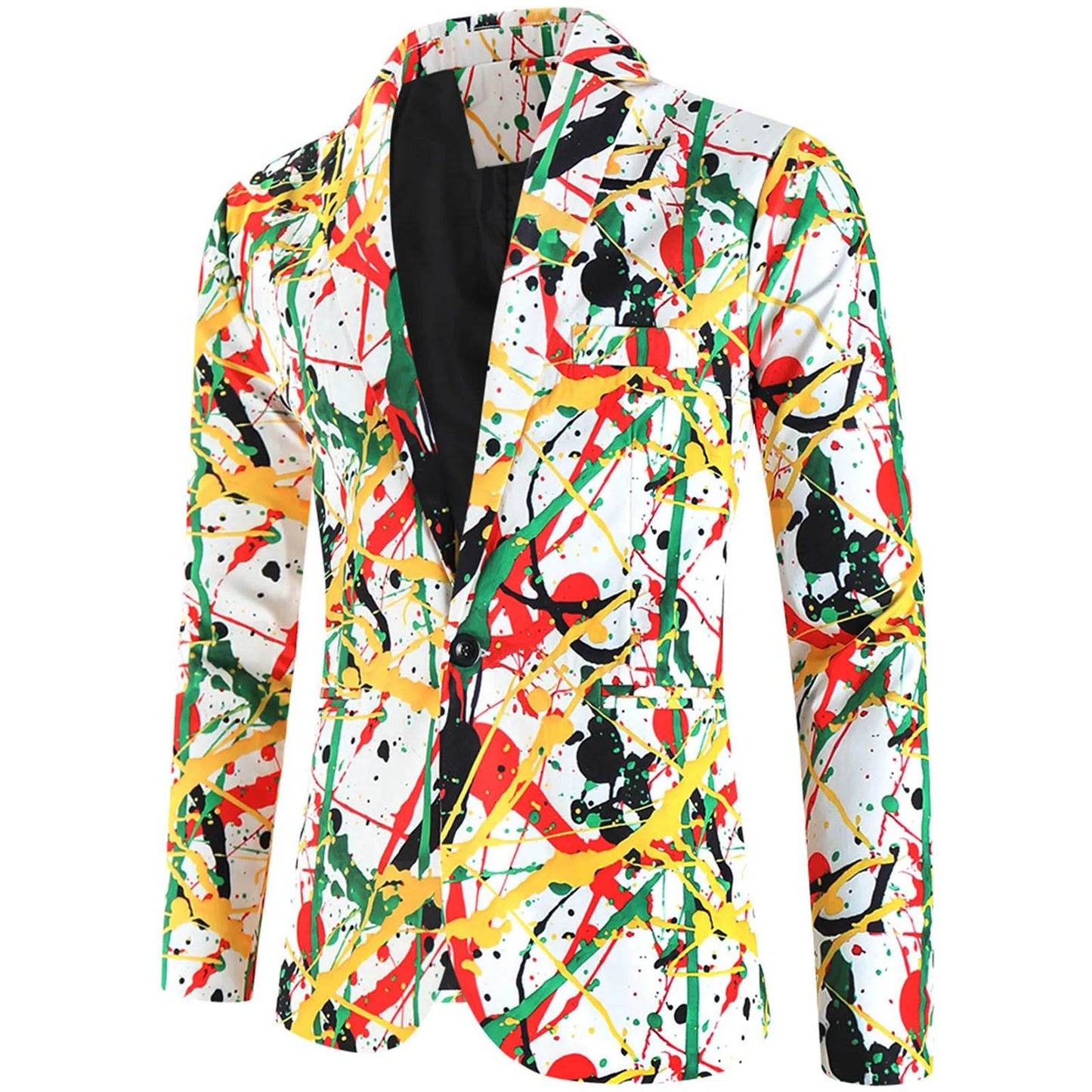 Casual Men's Blazer Jacket - Printed Long Sleeve Lapel Fashionwear - Buy Center US