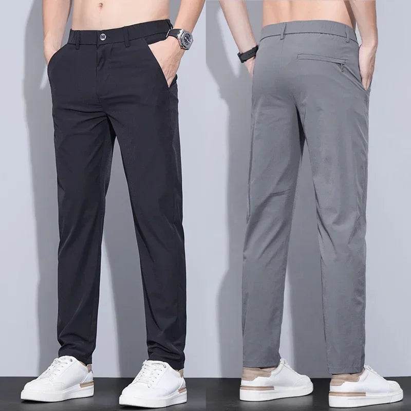 KUBRO Men's Ice Silk Trousers - Breathable, Lightweight Casual Pants - Buy Center US