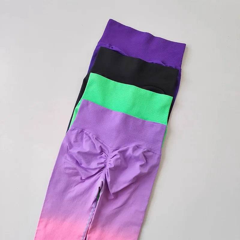 Women's High Waist Gradient Yoga Pants - Elastic Fit & Ankle-Length - Buy Center US