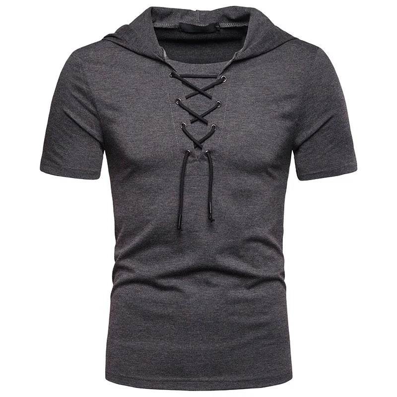 Men's Hooded Casual T-Shirt - Lightweight, Breathable, Drawstring Design - Buy Center US