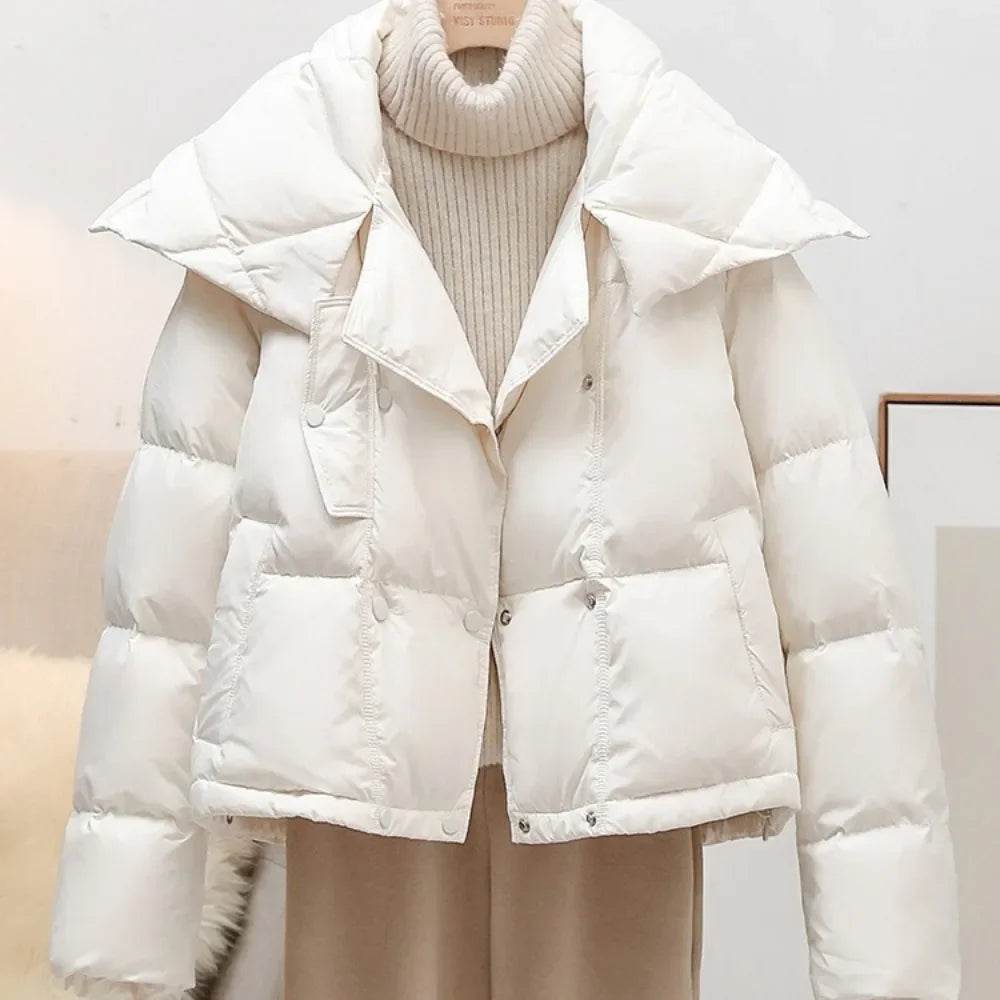 Women's Thickened White Duck Down Coat - Double Breasted Winter Style - Buy Center US