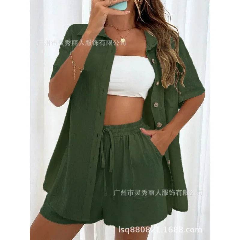 LCSKEREAL Women's Casual Cotton Linen Two-Piece Summer Set - Buy Center US