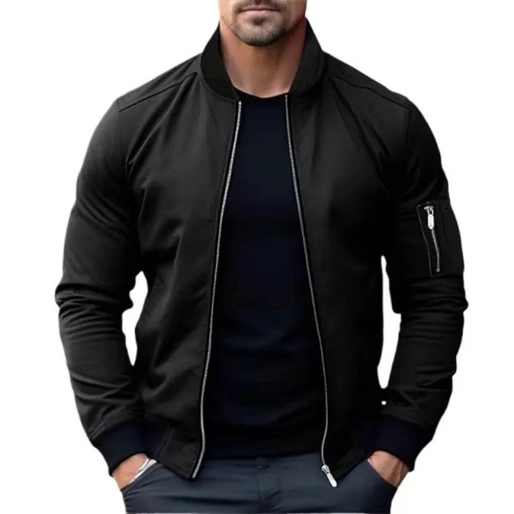 King Billion Men's Solid Color Bomber Jacket - Casual Windbreaker Coat - Buy Center US