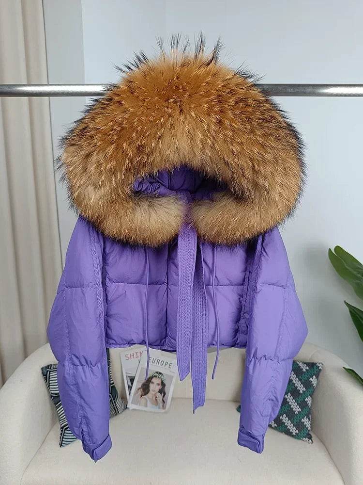 Stylish Women's Winter Jacket - Detachable Fox Fur Hooded Outerwear - Buy Center US