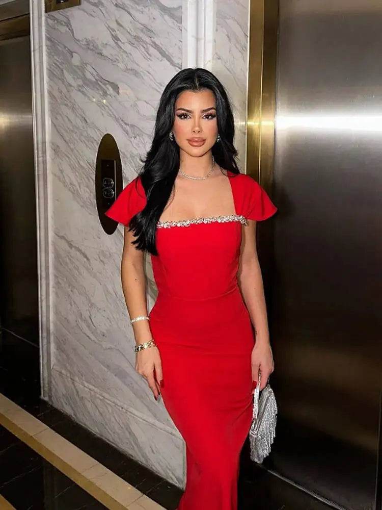 Hashupha Women's Diamonds Bandage Dress - Floor Length Bodycon Style - Buy Center US