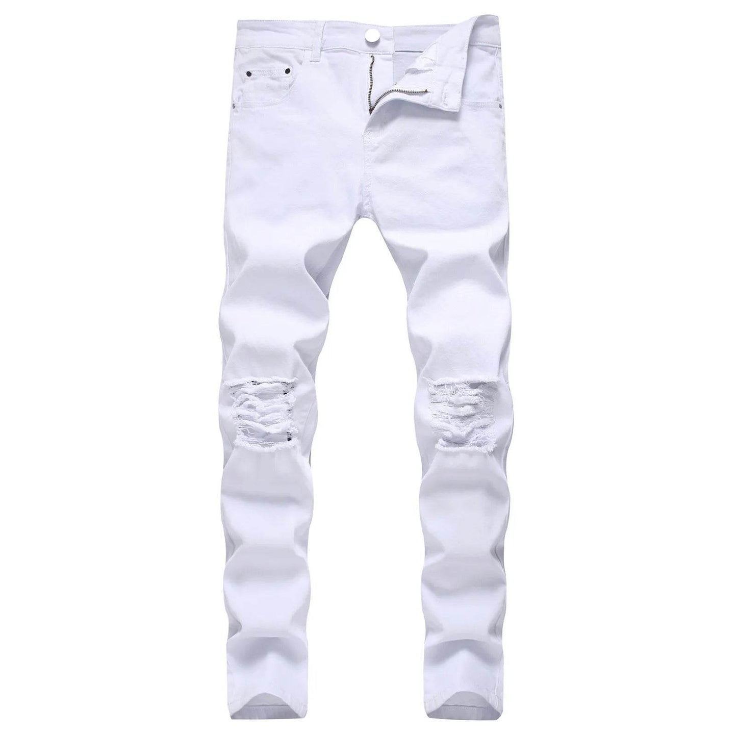 Stylish Skinny Ripped Jeans for Men - Lightweight Ankle-Length Denim - Buy Center US