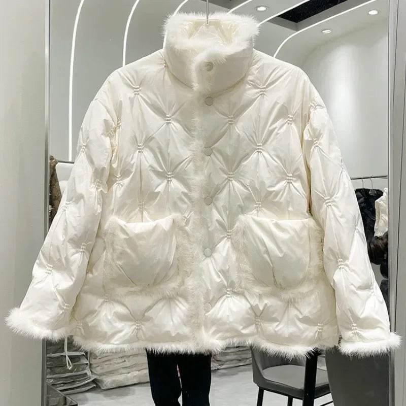 Winter Women’s Down Jacket - Embroidered Mink Fur Coat, Warm Parker - Buy Center US