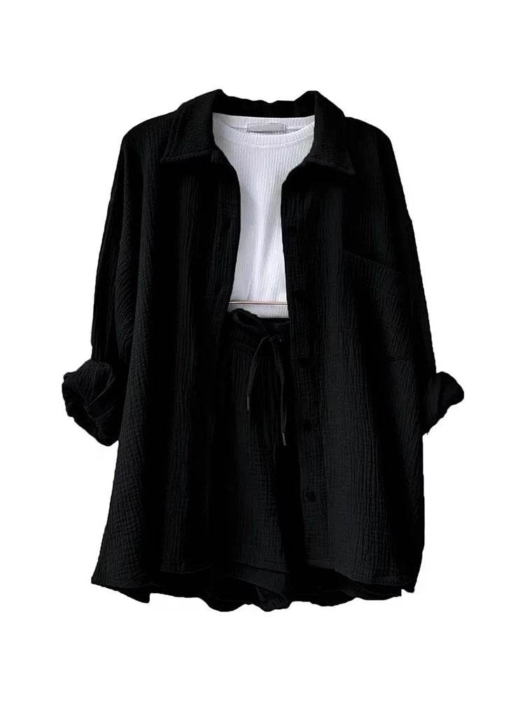 DANXRUHA Women's Muslin Suit Short Set - Casual Spring Outfit - Buy Center US