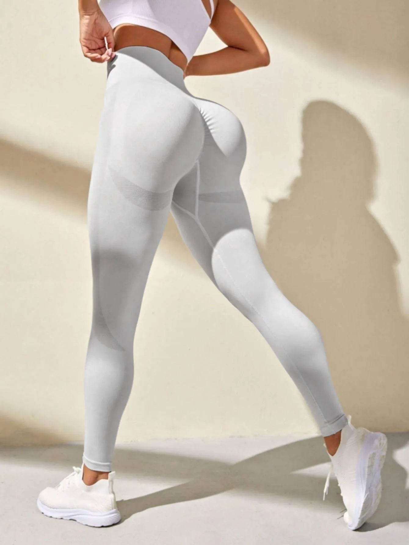 High Waist Seamless Yoga Pants - Peach Hip Lifting Cropped Fit - Buy Center US
