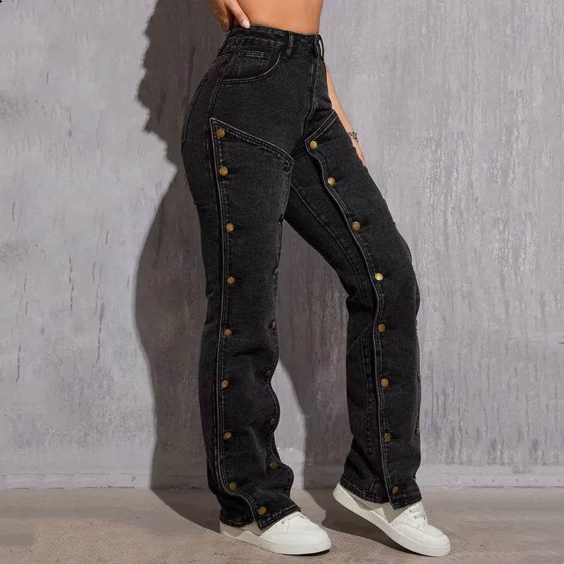 High Street Women’s Wide Leg Denim Pants - Cargo Cutout Style - Buy Center US
