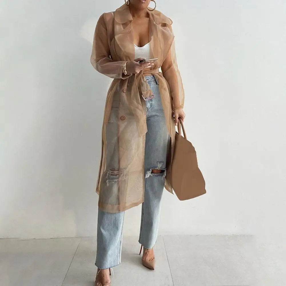 SANWOOD Women's Mesh Jacket - Puff Sleeve Long Summer Coat - Buy Center US