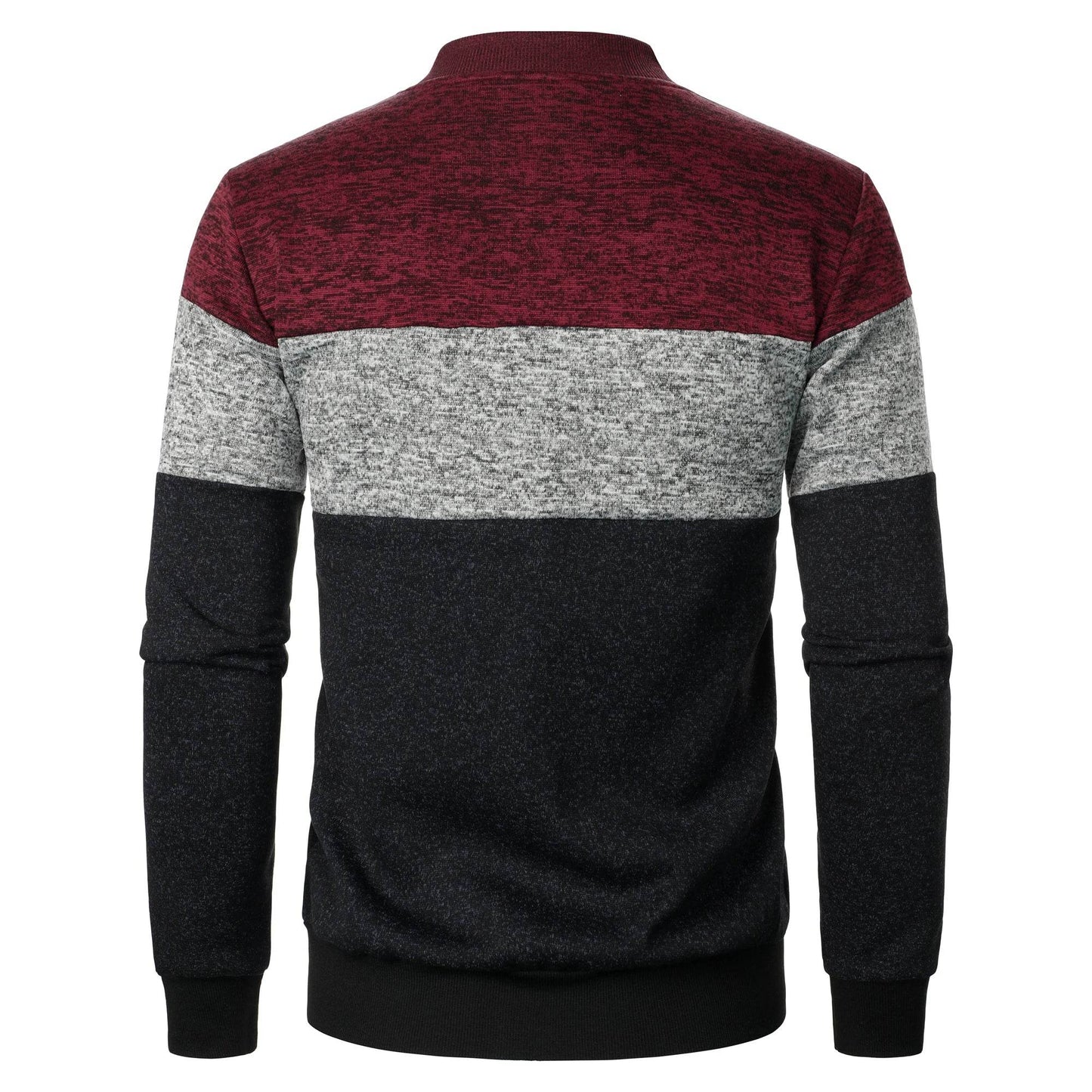 Men's Autumn Stand-Up Collar Striped Knit Jacket - Fashionable Zipper Top - Buy Center US