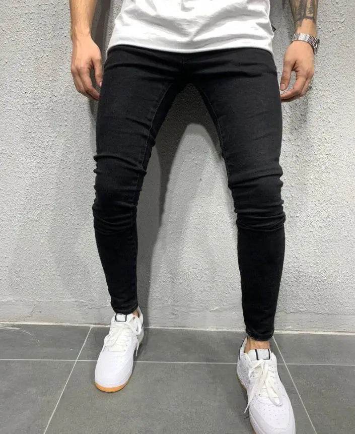 Men's Stretch Skinny Jeans - Grey Blue Black Hip Hop Denim Trousers - Buy Center US
