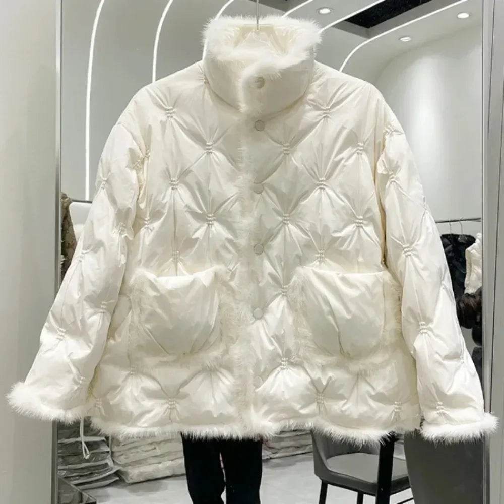 Winter Women’s Down Jacket - Embroidered Mink Fur Coat, Warm Parker - Buy Center US