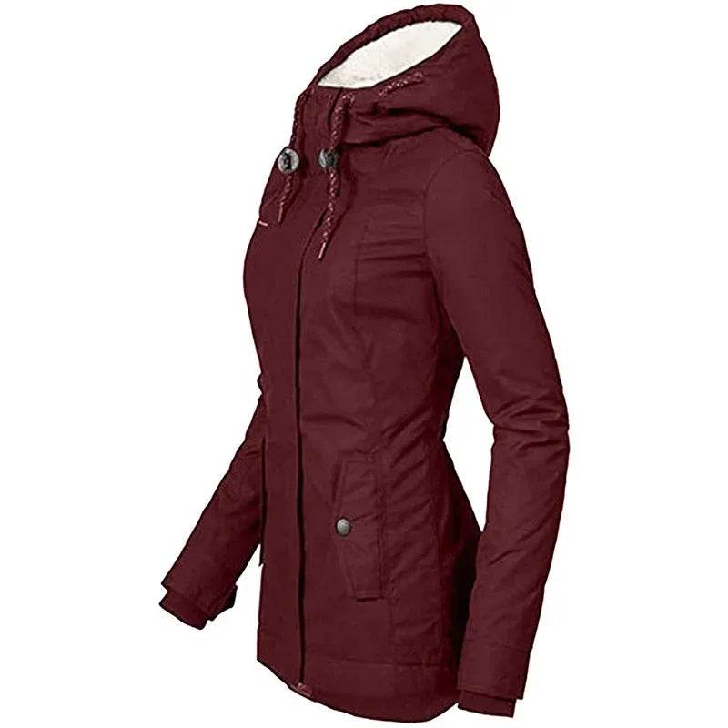 Kalenmos Women's Hooded Zipper Coat - Casual Thick Parka for Autumn - Buy Center US