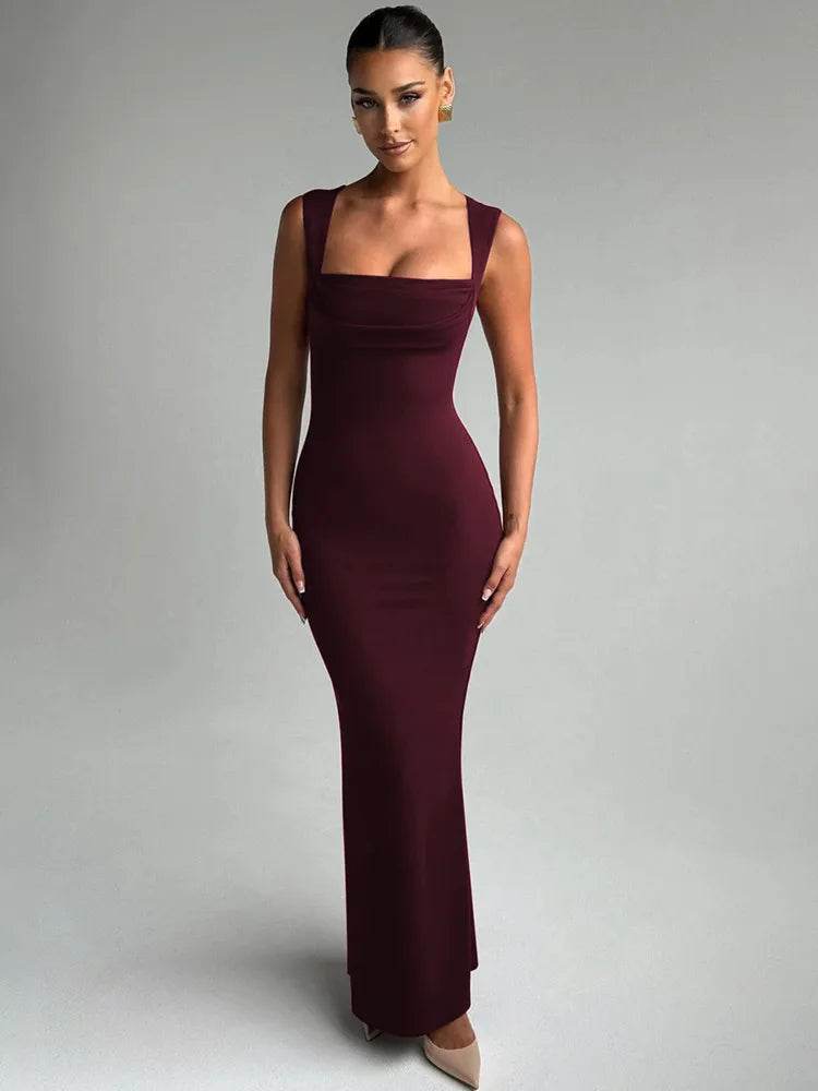 Mozision Square Collar Maxi Dress - Sexy Sleeveless High Waist Style - Buy Center US