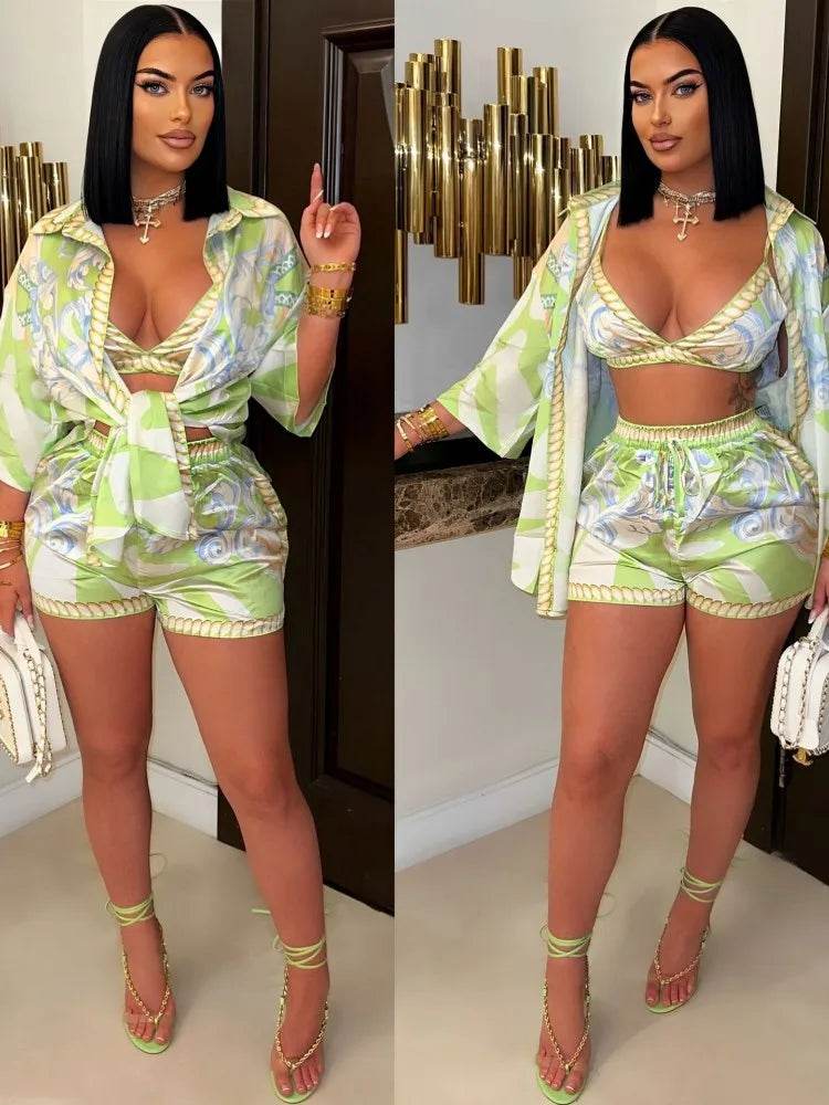 Aovica Women’s 3-Piece Stripe Set - Casual Matching Outfit for Spring - Buy Center US