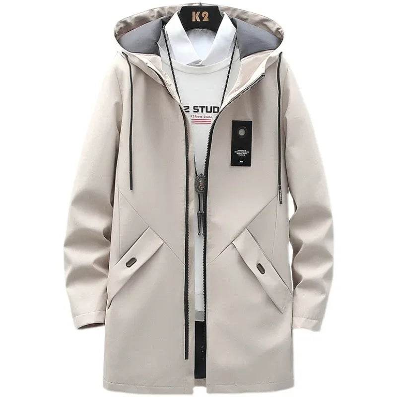 2023 Men's Hooded Jacket - Casual Zip-up Trench Coat for Autumn - Buy Center US