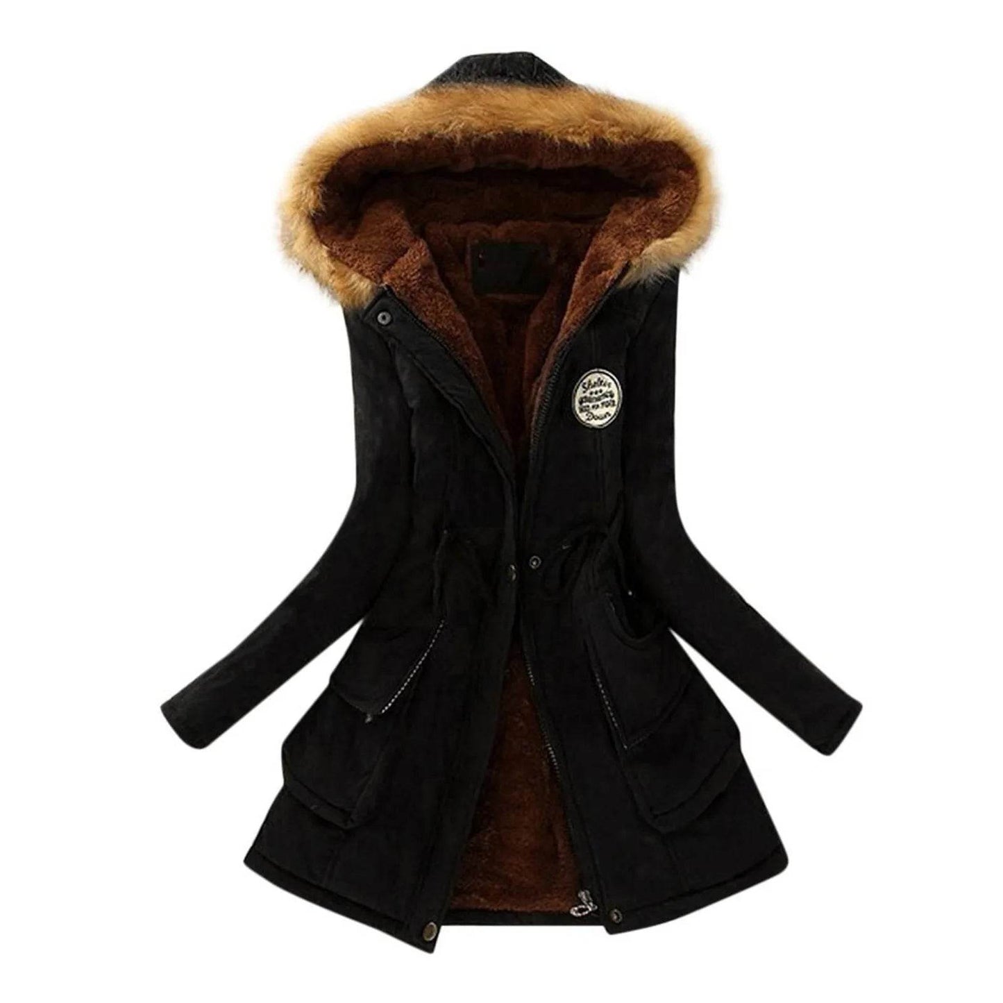 Women's Plus Size Warm Hooded Parka - Fleece Lined Mid-Length Jacket - Buy Center US
