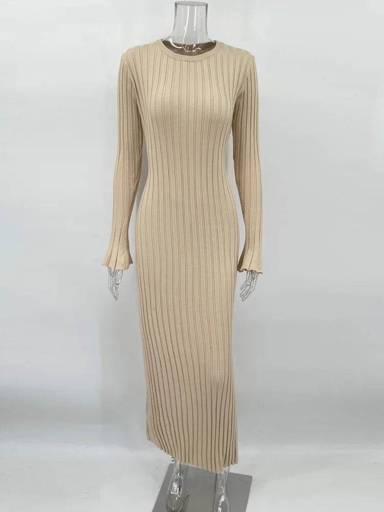 Tossy Lace-Up Maxi Dress - Women's Casual Long Sleeve Autumn Fashion - Buy Center US