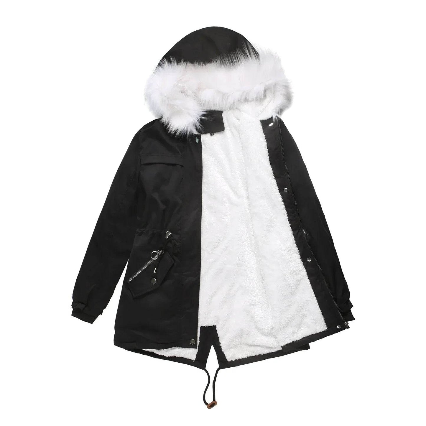 Kalenmos Women's Mid-Length Parka Coat - Hooded, Fur Collar, Casual - Buy Center US