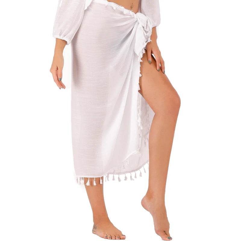 Stylish Multi-Purpose Beach Towel with Tassel - Women’s Summer Cover Up - Buy Center US