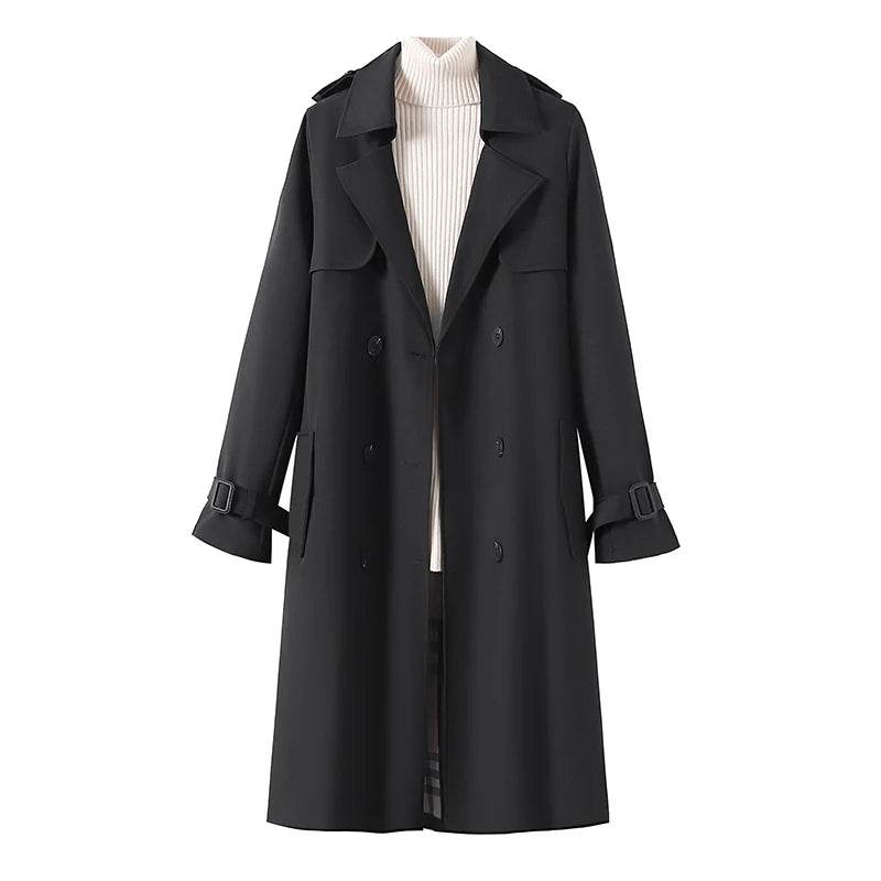 YIHERMIC Women's Double Breasted Trench Coat - Fashionable Winter Style - Buy Center US