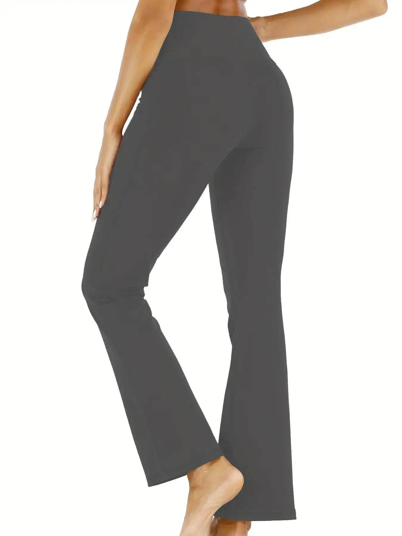 Women's High Waist Flared Pants with Pockets - Casual Yoga Fit - Buy Center US
