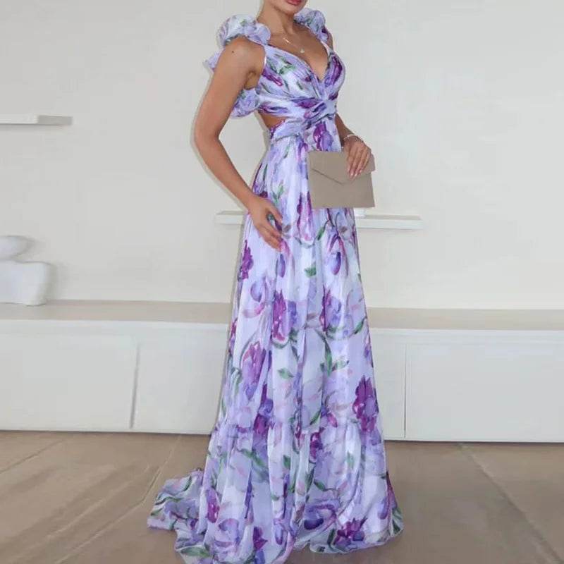MAFIRRY Women’s V-Neck Hollow Out Maxi Dress - Elegant Summer Style - Buy Center US