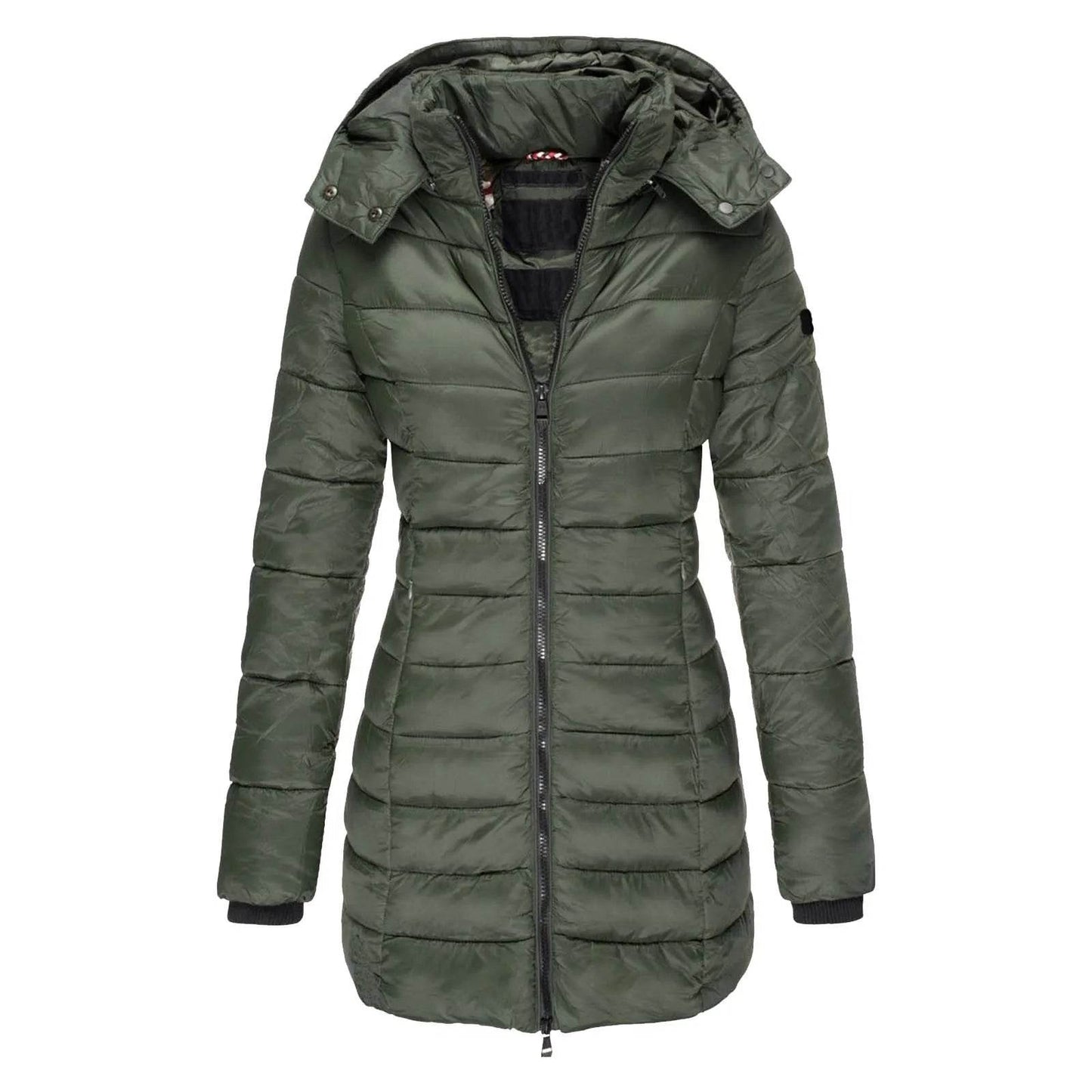 Women's Slim Fit Hooded Down Jacket - Warm Polyester Parka - Buy Center US