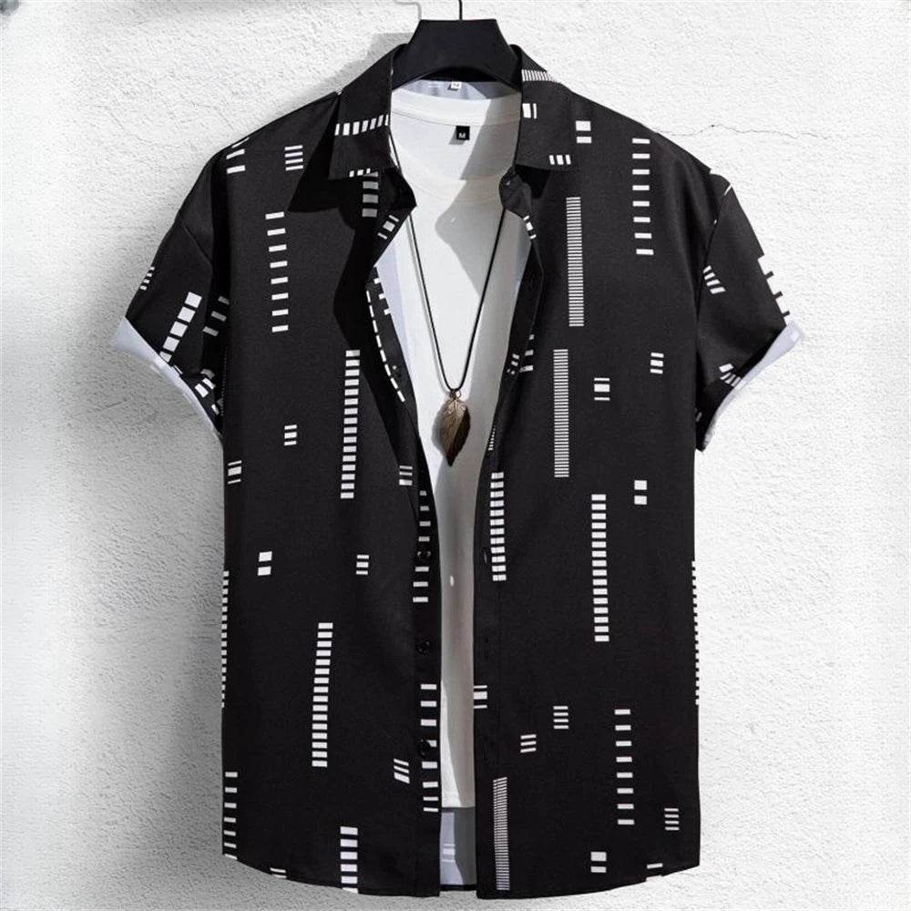 3D Printed Color Block Men's Hawaiian Shirt - Short Sleeve Casual Blouse - Buy Center US