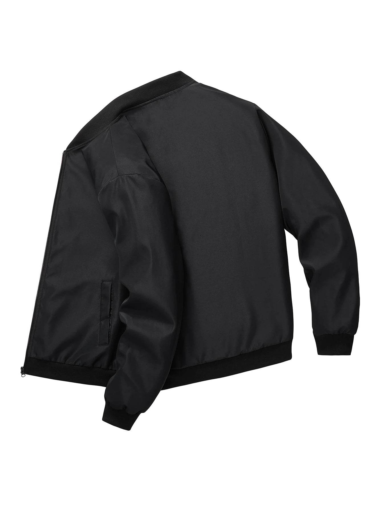 Men's Casual Thin Baseball Collar Jacket - Solid Color, Loose Fit for Spring - Buy Center US