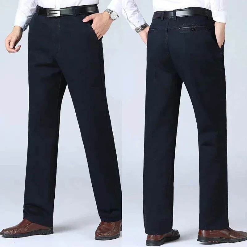 RIYBEOE Men's 100% Cotton Straight Suit Pants - Lightweight Casual Trousers - Buy Center US