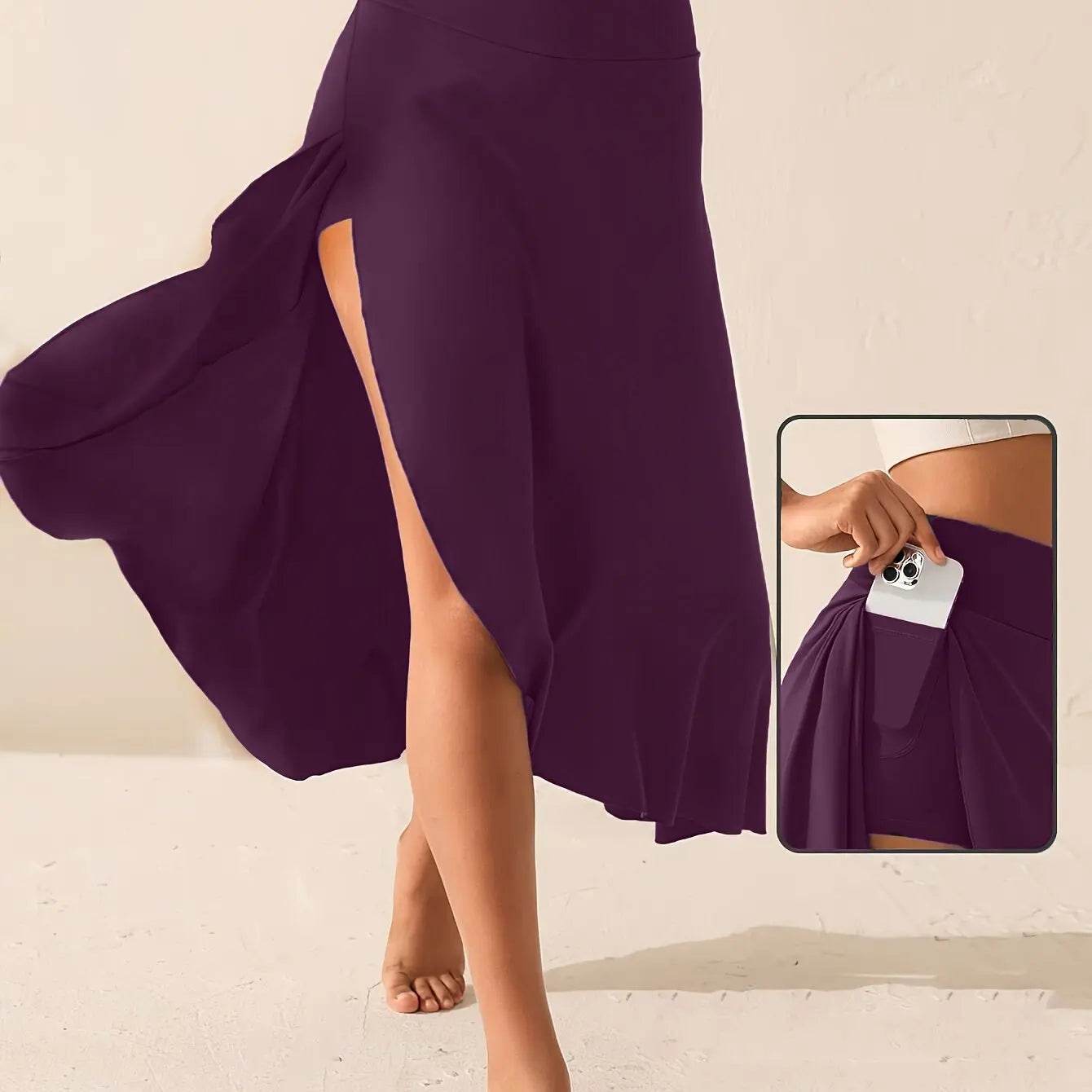 Elegant Women's Irregular Flounce Dress - Ankle-Length Solid Skirt - Buy Center US