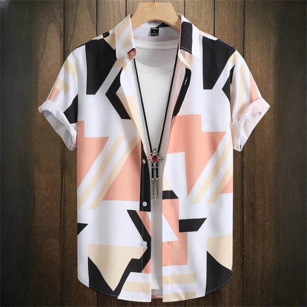 Casual Men's Hawaiian Shirts - 3D Patchwork Printing for Spring/Summer - Buy Center US