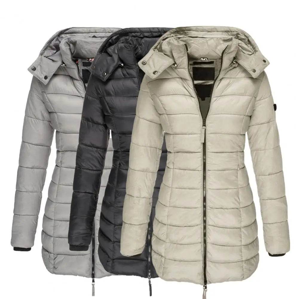 Korean Style Women's Quilted Cotton Coat - Hooded, Warm Parka - Buy Center US
