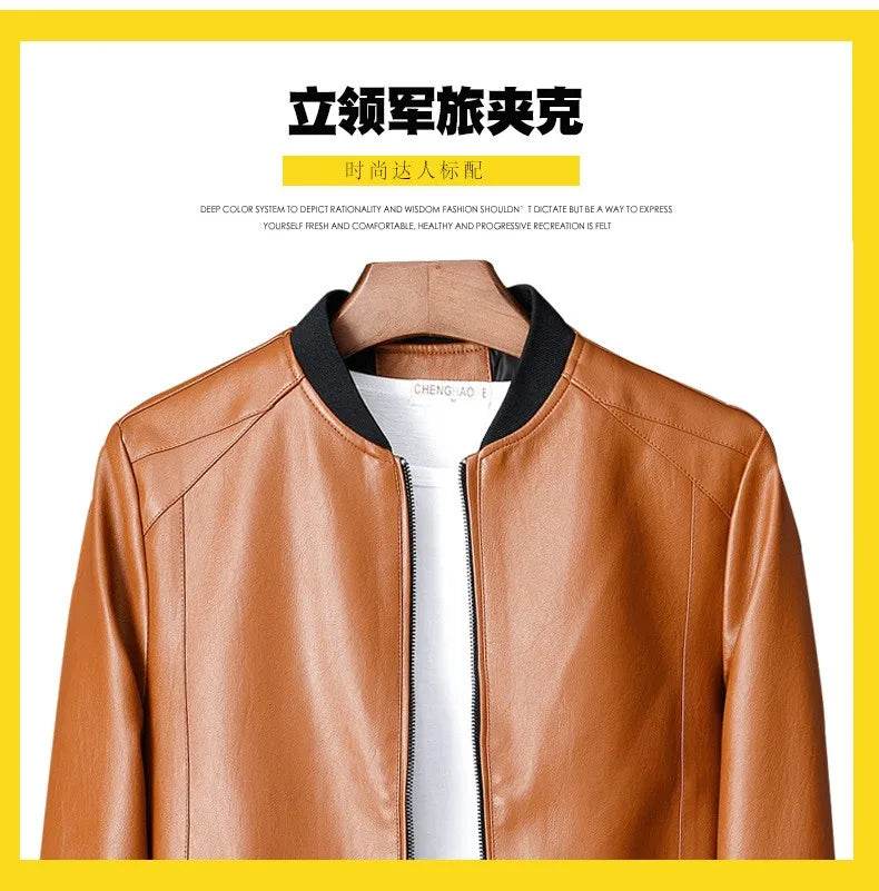 2024 Autumn Men’s Black Biker PU Leather Jacket - Slim Casual Fit - Buy Center US