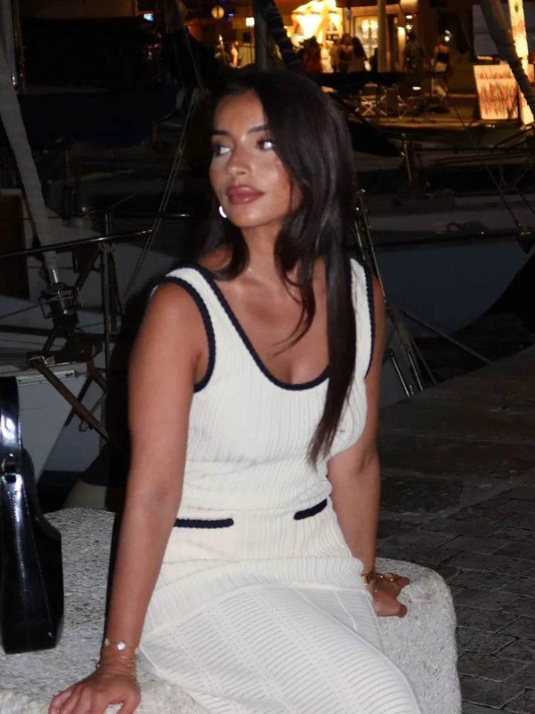 Elegant Women’s Knitted Maxi Dress - Sleeveless & Chic Design - Buy Center US