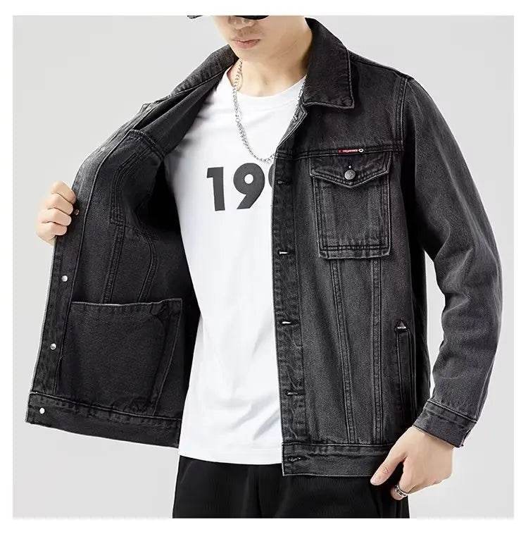 Hip-Hop Men's Denim Jacket - Casual Cotton Slim Fit Cowboy Style Coat - Buy Center US