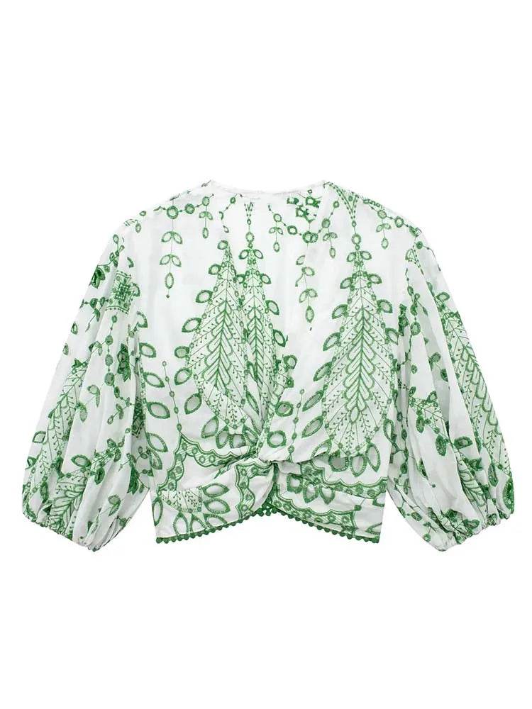 Summer 2024 Women’s 2-Piece Shorts Set - Fashionable Embroidery Blouse - Buy Center US