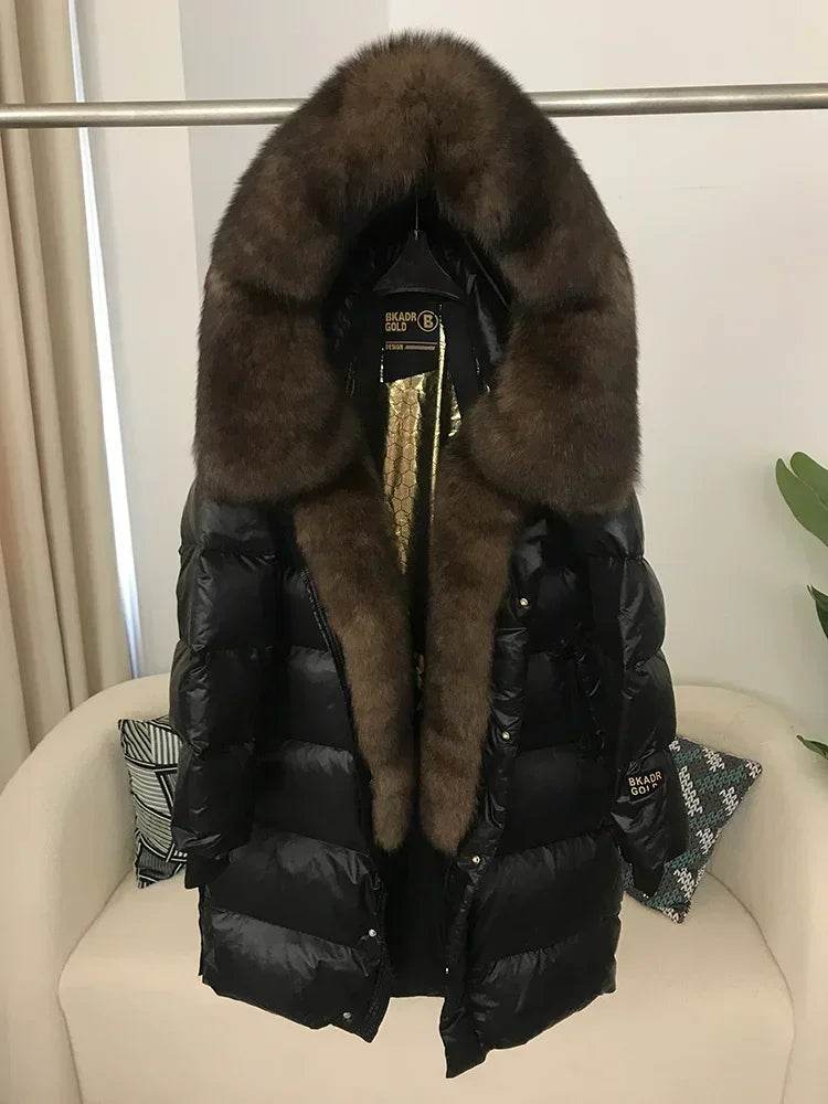 2023 Women’s Thick Winter Jacket - Real Fox Fur Collar, Hooded Design - Buy Center US