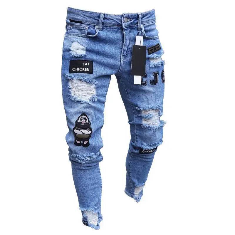Men's Stretchy Ripped Skinny Jeans - High Quality Slim Fit Denim - Buy Center US