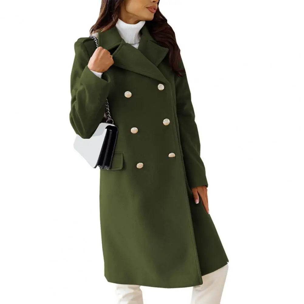 SANWOOD Women’s Double-Breasted Overcoat - Turn-Down Collar, Casual Style - Buy Center US