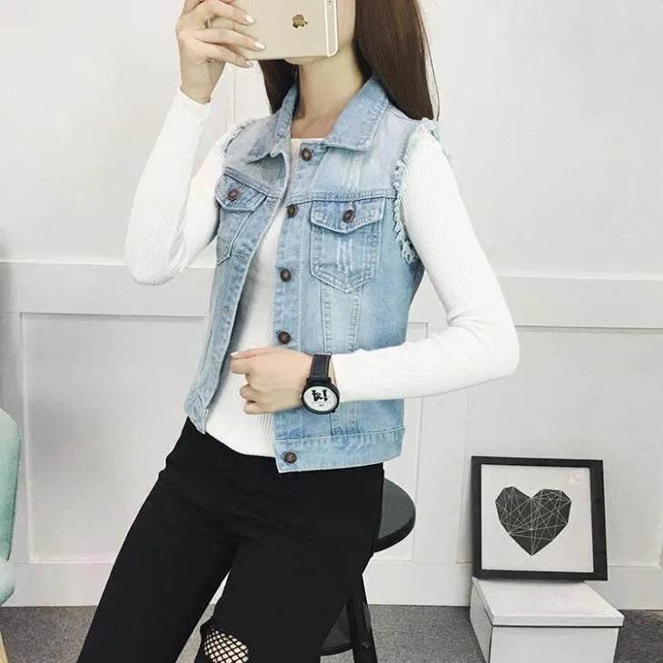LDMSL Women's Sleeveless Denim Vest - Casual Spring Summer Top - Buy Center US
