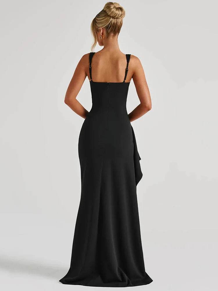 Mozision Black Backless Maxi Dress - Sexy Spaghetti Strap Gown - Buy Center US